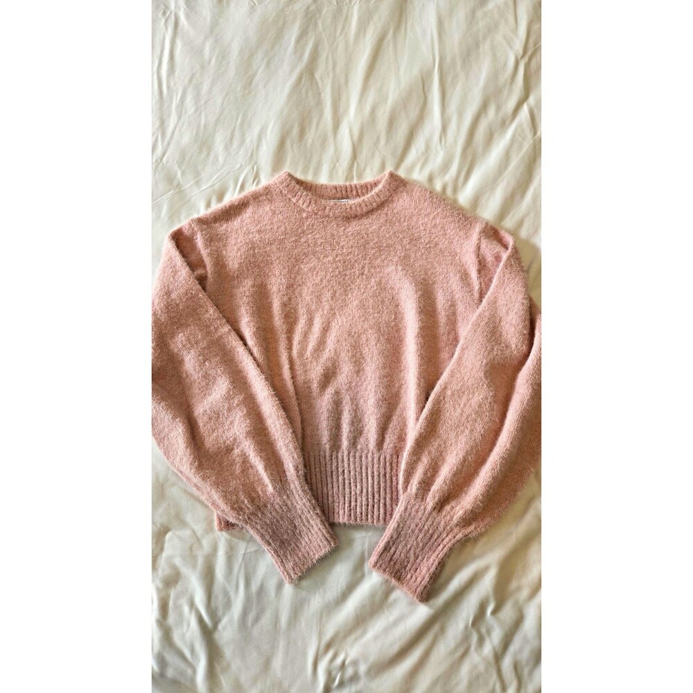 Old Navy Women's Pink Fuzzy Knit Crew Neck Long Sleeve Pullover Sweater M